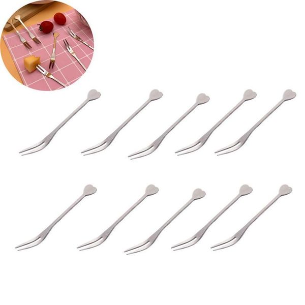 

forks 10pcs stainless steel dessert cake fruit dog fork pot wedding party supplies kitchen gadget accessories