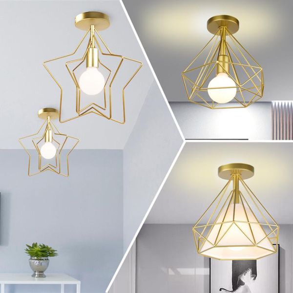 

luxury modern ceiling lights nordic metal gold star diamond shape lamp for shop bar balcony aisle home decor