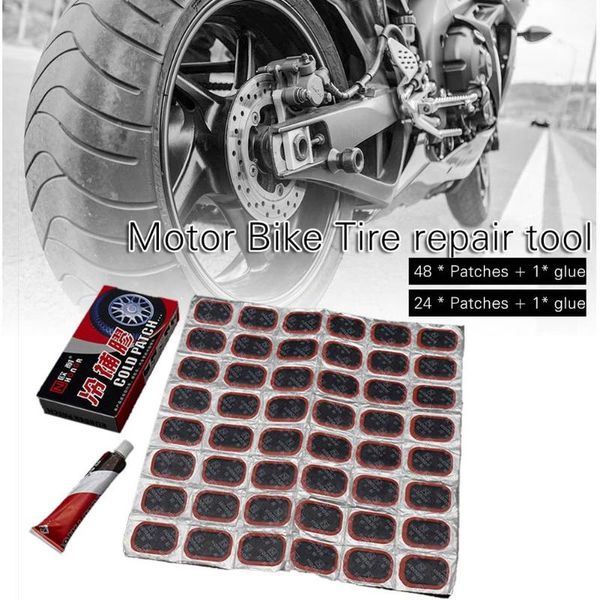 

motorcycle wheels & tires 48 pcs+1 glue round bicycle motor bike electric car tire tyre rubber patch piece cycling puncture rep