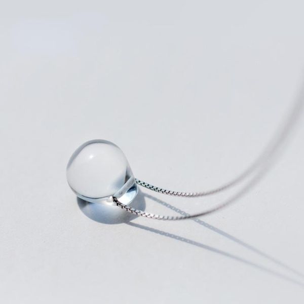 

chains 925 sterling silver white artificial crystal necklace korean simple temperament water drop pendant cadenas mujer kolye b