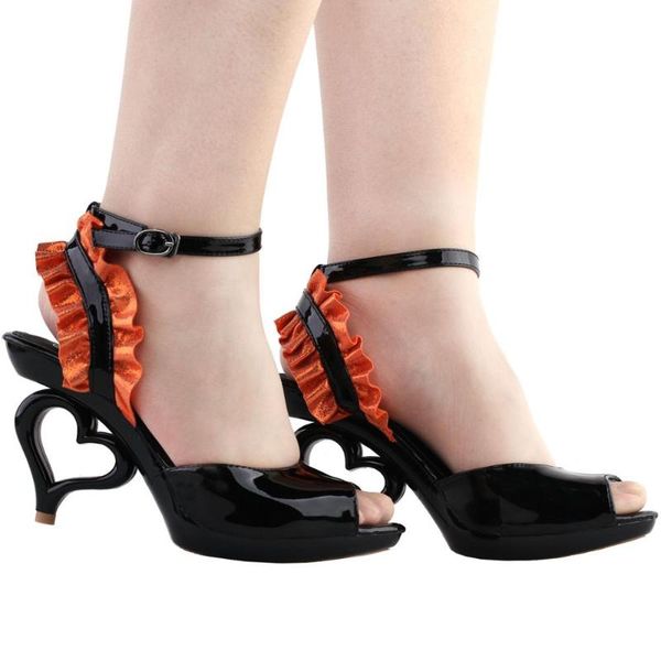 

dress shoes lf60819 show story strappy ankle strap bride wedding dancing heart heels sandals, Black