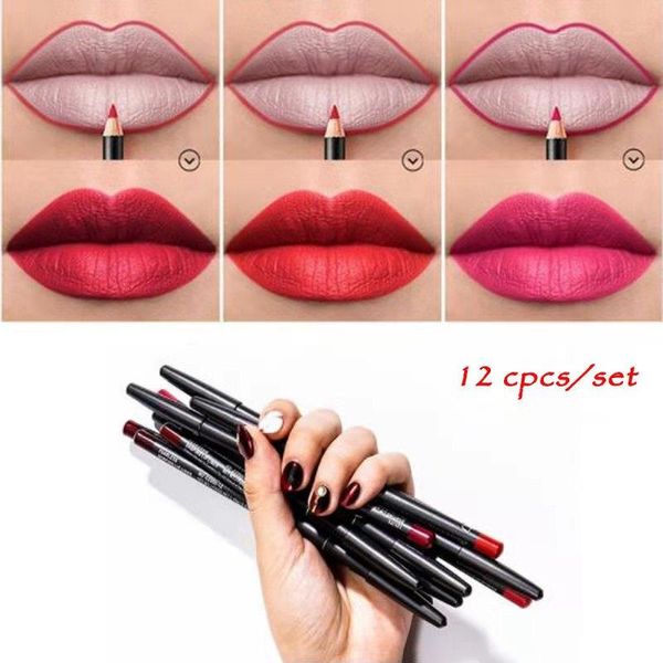 

lip pencils 12 colors fashion lipstick makeup long lasting pigments waterproof matte liner pen tool