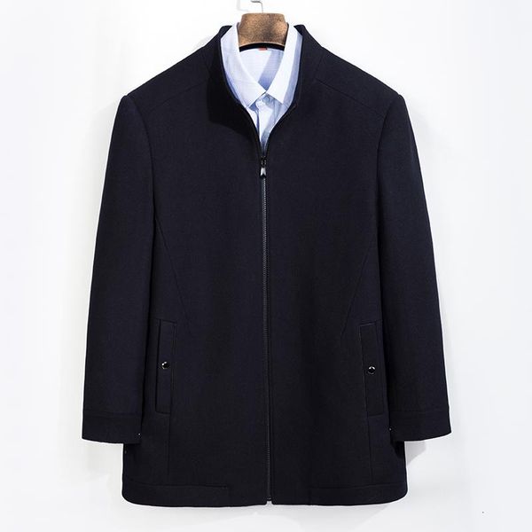 

men's wool & blends 10xl 8xl 6xl 2021 winter jacket high-quality coat casual slim collar woolen cotton trench, Black