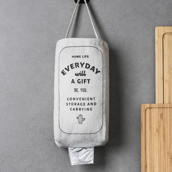 

casual plaid linen cotton canvas bags eco-friendly folding reusable dispenser organizer for daily life storage
