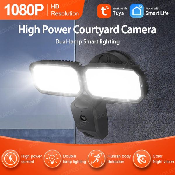 

cameras inqmega tuya courtyard camera 2mp pixel double fill light day and night full color cctv humanoid detection 3000 lumens power