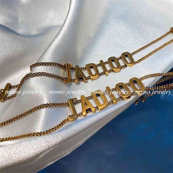 

75% off outlet online family, japan and south korea new letter double-layer clavicle chain, necklace, simple celebrity, personalized neckban, Silver