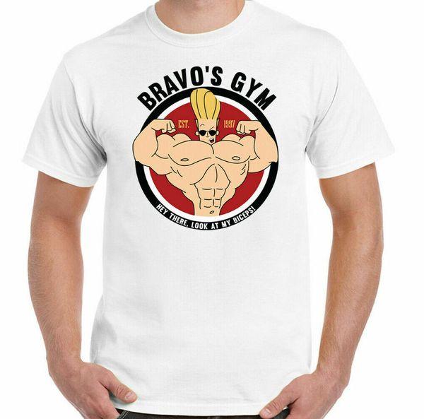 

Johnny Bravo T-Shirt Gym Mens Funny Bodybuilding Training Top Weightlifting MMA, White;black