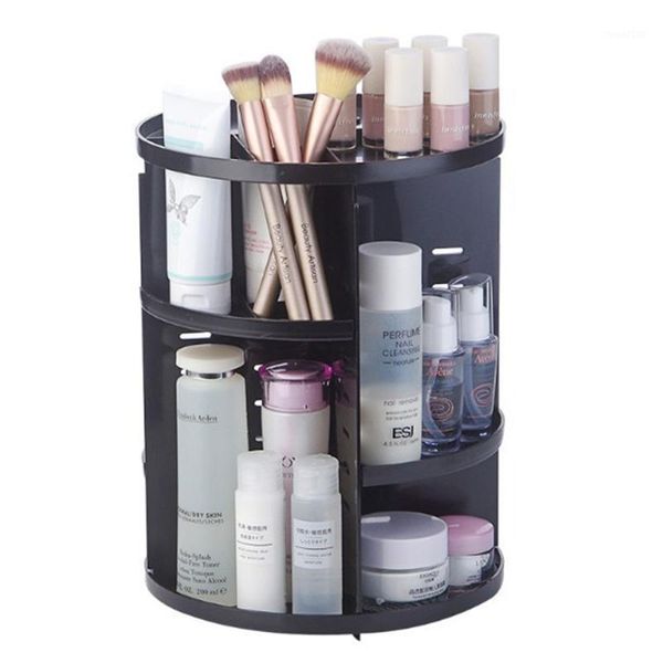 

bathroom storage & organization promotion fashion 360-degree rotating makeup organizer box brush holder jewelry case cosmetic1