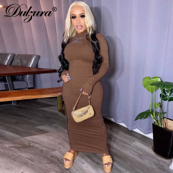 

2021solid women midi dress long sleeve gloves hollow out backless bodycon party elegant streetwear autumn winter 2021, Black;gray