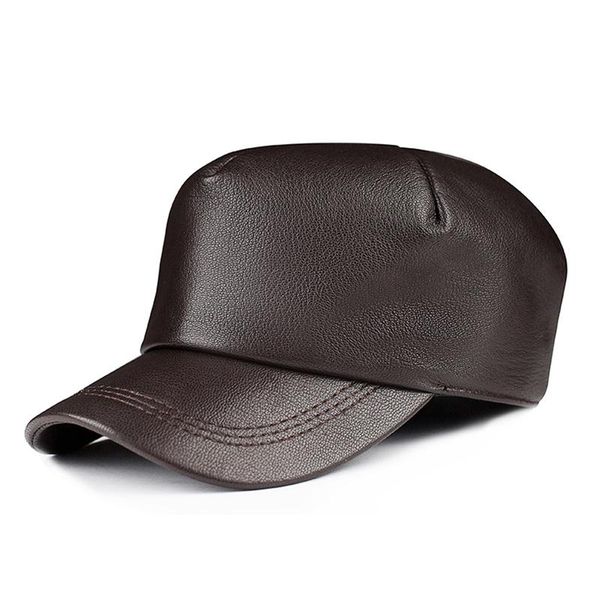 

wide brim hats spring genuine sheepskin leather rider style sboy real fashion army cap box hat cadet visor women men's baseball, Blue;gray