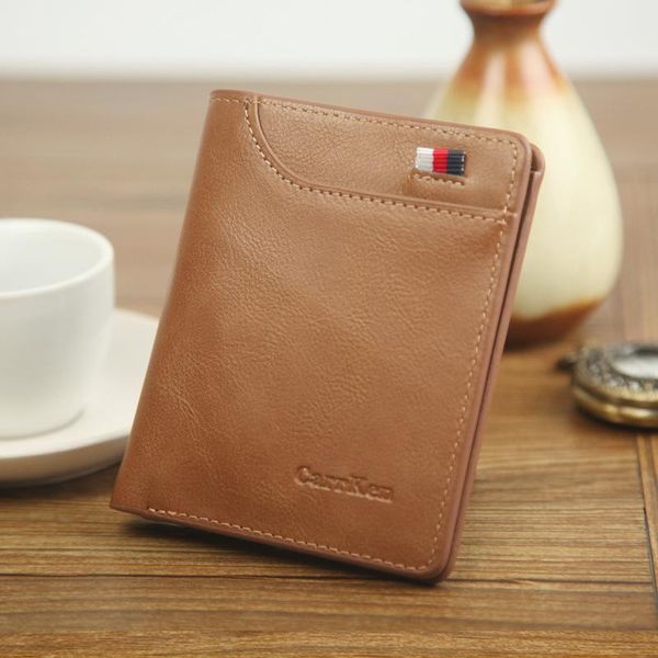 

wallets fashion men's wallet money bag solid color leather business short vintage walltes multi-card soft purse coin, Red;black