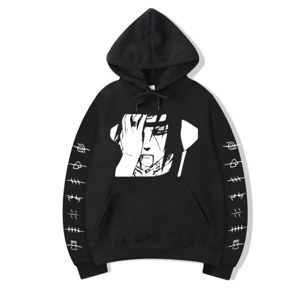 

women's hoodies & sweatshirts men women pullover harajuku japanese anime uchiha printed man hoodie streetwear fashion casual sweatshirt, Black