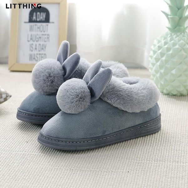 

couples cotton slippers indoor household warm cover anti-slip floor bedroom thick bottomed home plush sandals, Black