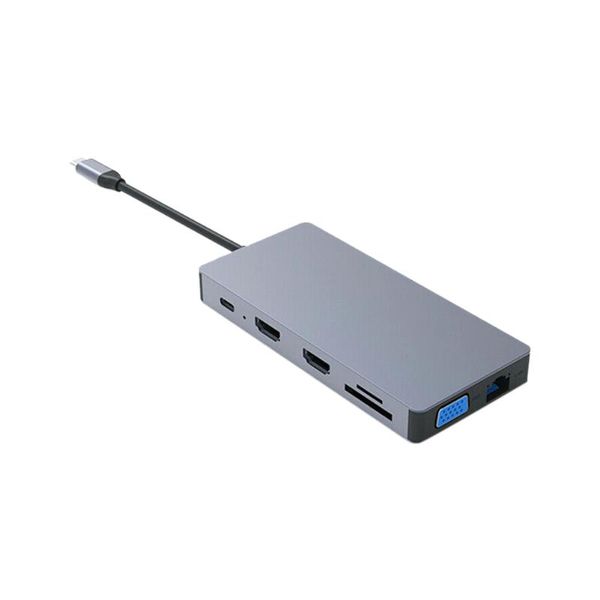 

hubs 12 in 1 multifunctional 4k for office vga with ethernet data port plug and play lap docking station usb type c hub home