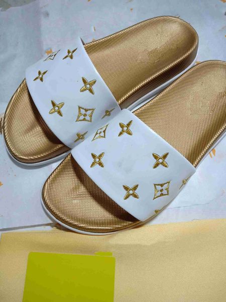 

2021 designer slippers slides women flip flops leather sandal double metal black white brown summer beach sandals with box
