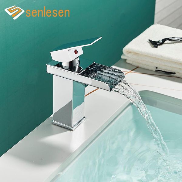 

bathroom sink faucets senlesen waterfall basin faucet chrome brass tap vanity mixer & cold water