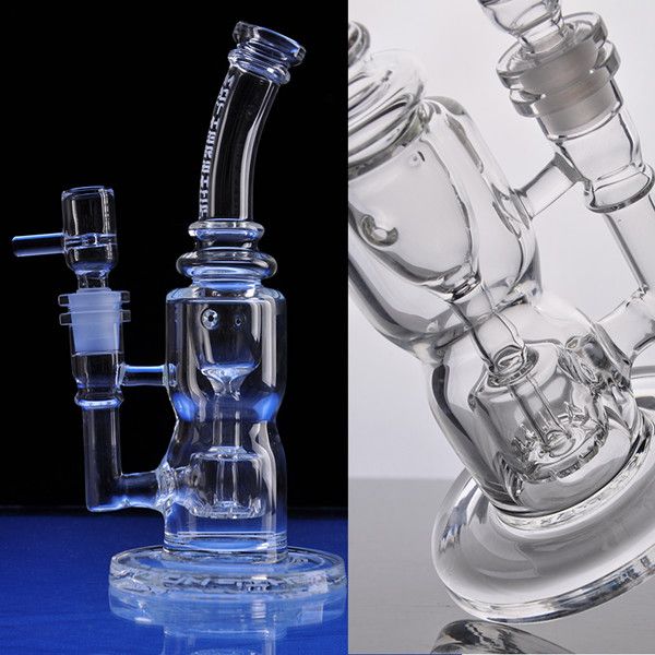 Narghilè alto 8,6 pollici Bong Klein Dab Rig Glass Oil Rigs Recycler Pipa ad acqua per fumatori Dimensione giunto trasparente 14,4 mm