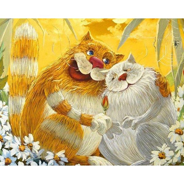 

paintings selilali painting two cuddling cats by numbers animal oil pictures number for adults home decoration