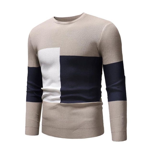 

men's sweaters 2021 casual long sleeve o-neck slim knitted sweater harajuku knitwear men streetwear fashion patchwork mens autumn pullo, White;black