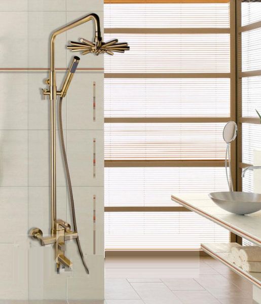 

vintage classic solid brass wall mounted lifting shower set black oil rubbed dual handle with stary / round shape showerhead bathroom sets