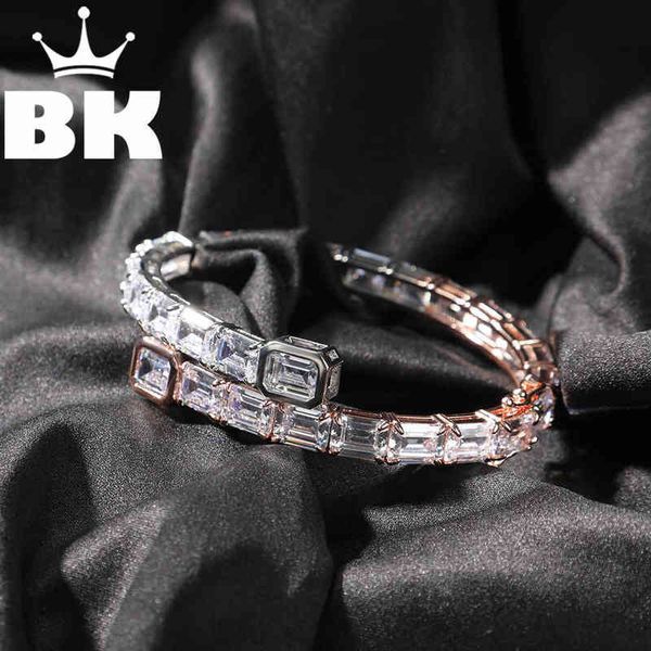 

charm bracelets the bling king cz custom opened square zircon baguette iced out bracelet gold silver color for men luxury drop shipping 2212, Golden;silver