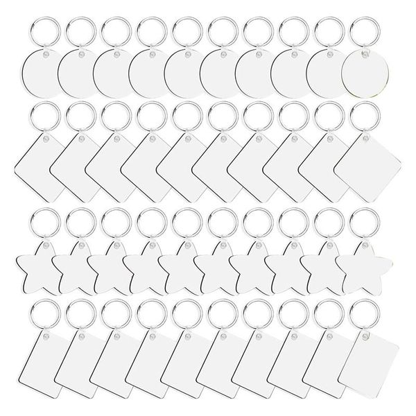 

keychains 40 pieces sublimation blank key chain rings for diy thermal transfer single side printing, Silver