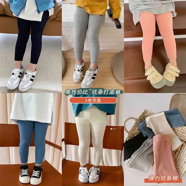 

baby girls 5 colors casual leggings 1-7 years kids cotton skinny pants kids base trousers 210708, Blue