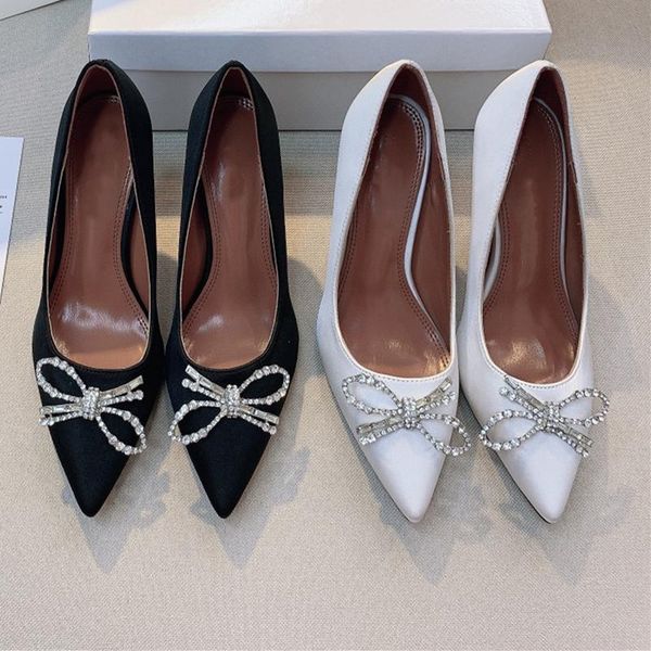 

dress shoes 2021 women's high heels rhinestone bow fashion stiletto pumps, Black