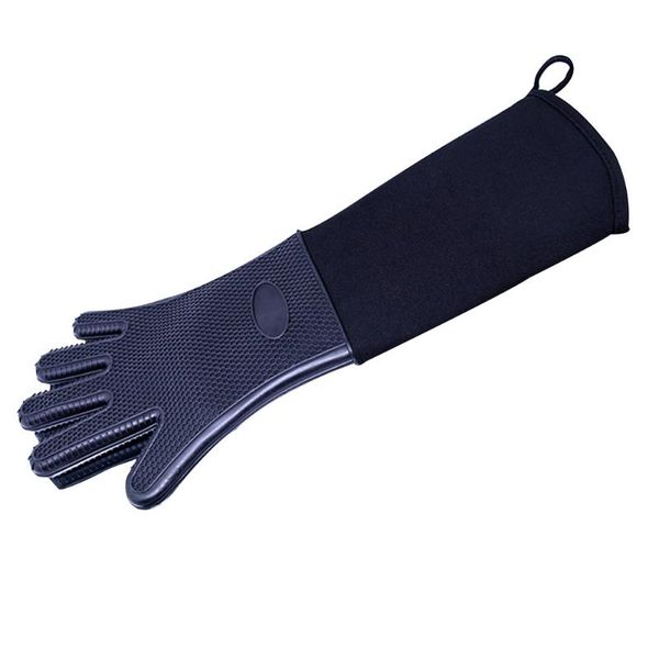 

oven mitts stitching solid color cooking gloves non-slip durable heat resistant extra long bbq grill silicone useful sleeves mitt