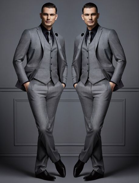 

grey suits for men fashion groom suit wedding tuxedos buy again my orders traje de tres piezas para hombres fato de mens (jacket+vest+pants), Black;gray