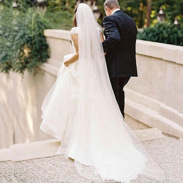 

bridal veils tulle sheer white ivory wedding raw cathedral for bride 110-2, Black