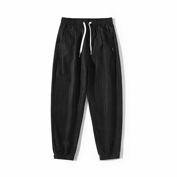 

men's pants 2021 four seasons striped loose casual all-match sports s-4xl, Black