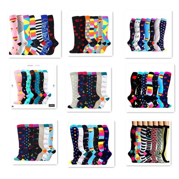 

outdoor sports pressure socks 6 or 7 pairs/set strip compression wholesale running sock drop, Black