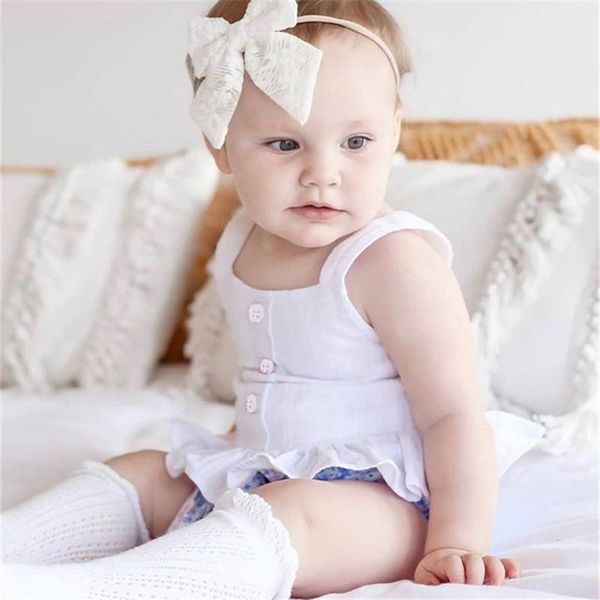 

clothing sets baby girls clothes set, solid color sleeveless square collar ruffle hem sling + floral print short pants 0-18 months, White