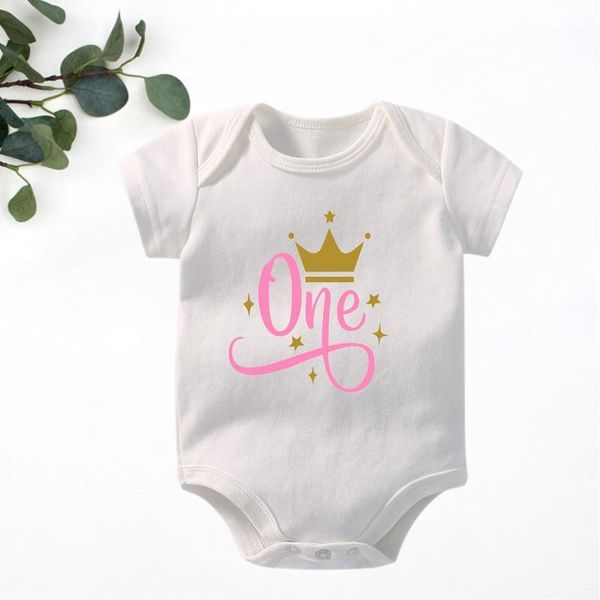 

rompers one year first birthday baby bodysuits cotton short sleeve boys girls toddler gifts clothes, Blue