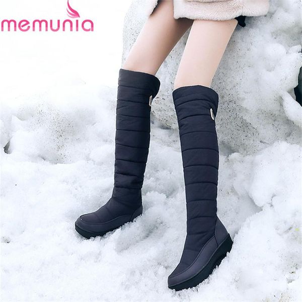 

boots memunia 2021 style russia winter snow women warm thick fur over the knee platform shoes ladies thigh high, Black