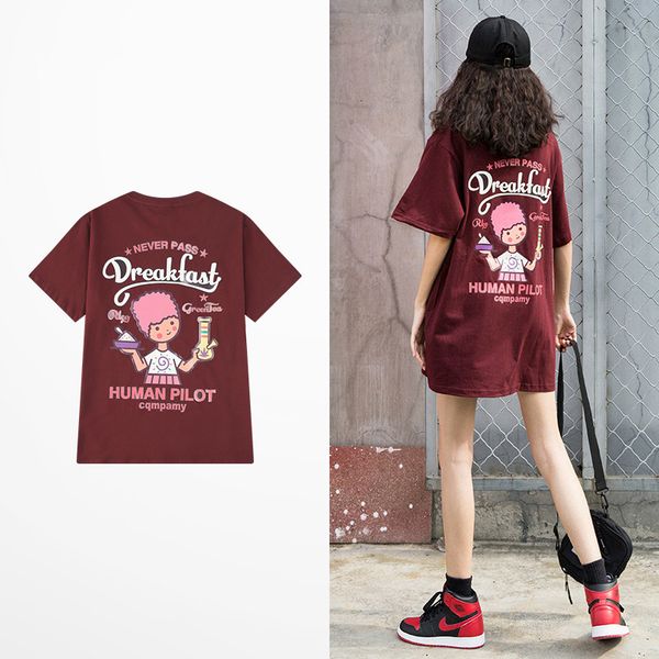 

tee 100% colored dyed cotton loosens neck short sleeve t-shirt multicolored harajuku trasher scalextric t-shirts, White;black