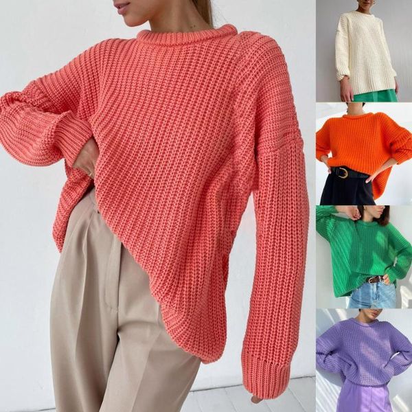 

women's sweaters women sweater candy color plain weave autumn winter solid loose thicken knitted pullover streetwear, White;black