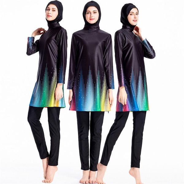 

swim wear burkini suit sunscreen islamic swimwear patchwork muslim swimming for women sport burkinis surf bourkini 2021