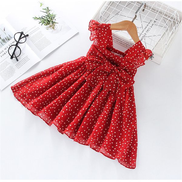 

girl's dresses girls summer for sleeveless chiffon polka dot princess girl toddler yzd8, Red;yellow