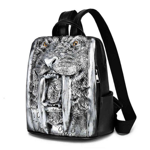 

backpack 2021 fashion niche women's bag embossed three-dimensional animal street punk