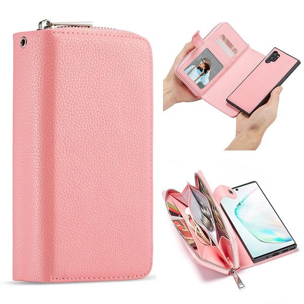 

detachable flip leather cover for s20 ultra s10 s9 s8 s7 zipper wallet phone case note 10 10+ 9 8 cell cases