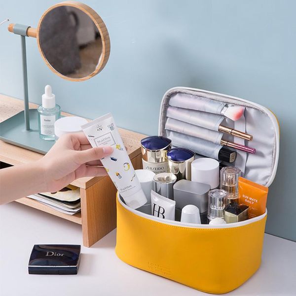 

cosmetic bags & cases personalized makeup bag women portable travel pouch pu leather waterproof gift for bridesmaids