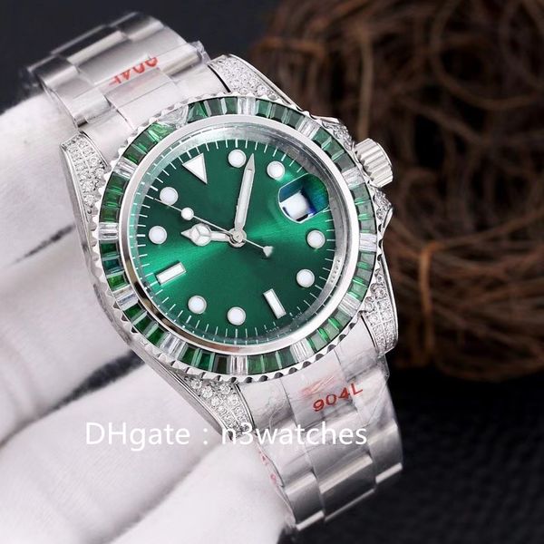 

men's automatic mechanical watches waterproof diamond rubber stainless steel business watch, Slivery;brown