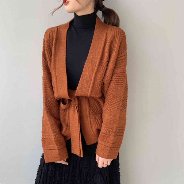 

women's sweaters thick female cardigan, knitting cloak and jacket with belt, long sleeve, winter c6k7, White;black