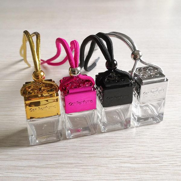 

square shape glass car perfume empty bottles pendant 8ml hanging diffuser dhl fragrance lamps