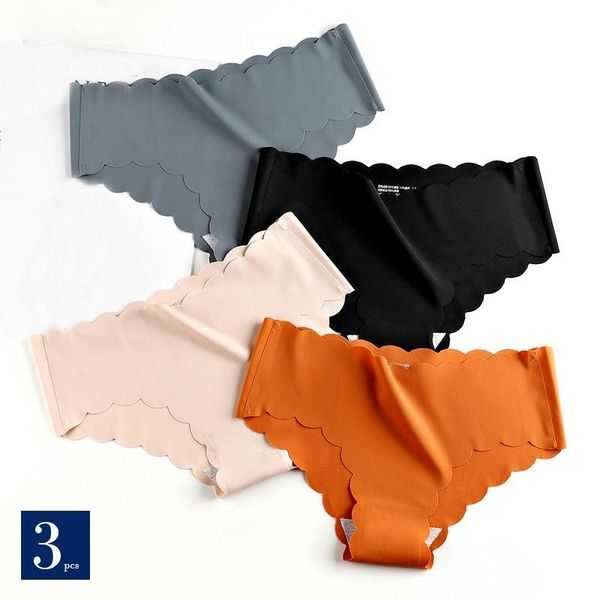 

women's panties 3pcs/lot ruffle ice silk for women girls shorts pack seamless lingere satin smooth underwear lady set, Black;pink