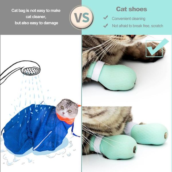 

4pcs/set anti-scratch cat shoes grooming bag pet protector for bathing costumes