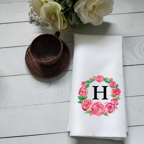 

table napkin personalized kitchen towel- floral dish custom wreath decor- wedding gift- hostess gift customized logo napkins