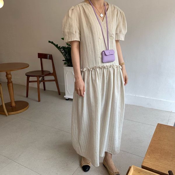 

casual dresses hzirip sweet striped with loose-v cleavage summer all-match minimalist ladies femme casual prom elegance long dresses h4u5, Black;gray